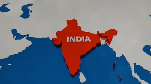 Animated 3D Map of India Highlighting the Country with Text