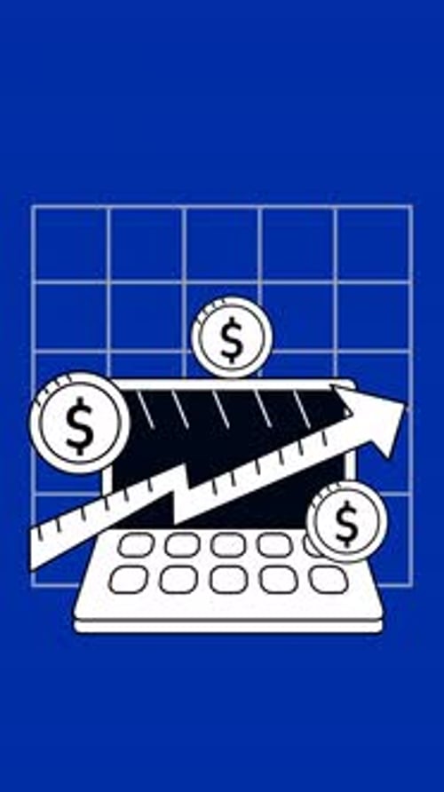 Flat Design Business Growth on Laptop Animation