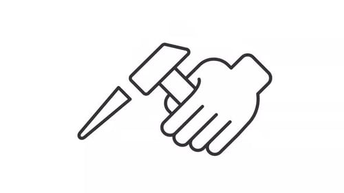 Animated hand with sculptor tools line icon