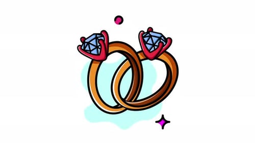 Decorative Animated Diamond Wedding Rings for Love and Celebration Videos