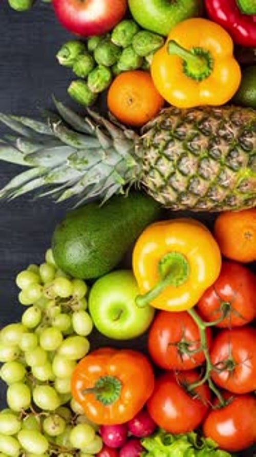 Colorful Fruits and Vegetables Close Up