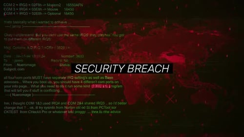 Texto de aviso de violação de segurança na tela de fundo de hackeamento