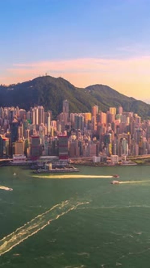 Vertical View Of Hong Kong Cityscape, China