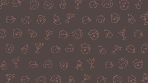Food Pattern Animation Seamless Retro Icons Drinks Snacks