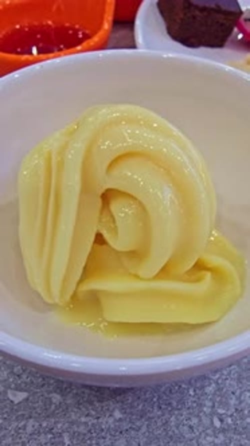 Close-Up of Vanilla Soft Serve Ice Cream in a Bowl