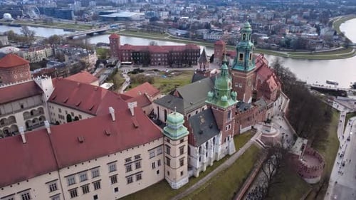 Aerial View of Wawel Castle in Krakow, Poland