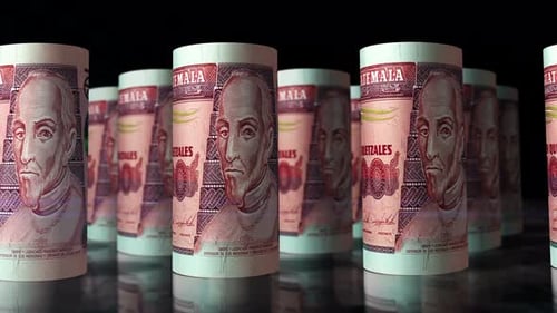 Guatemala quetzal money banknotes rolls seamless loop