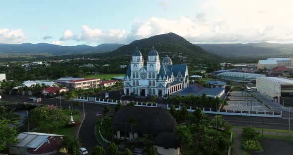 Aerial View Of The Immaculate Conception Cathedral During Sunset In ...