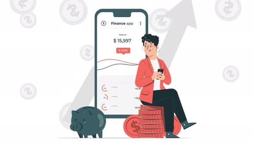 Digital Finance Application Growth with Animated Person and Coins