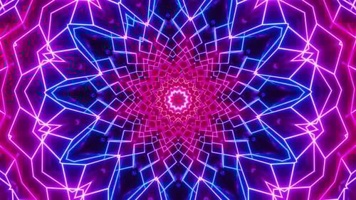 Colorful abstract background with star in the center. Kaleidoscope VJ loop