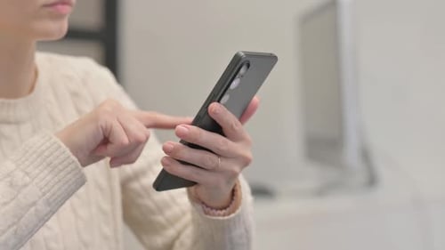 Close up of Woman Browsing Smartphone