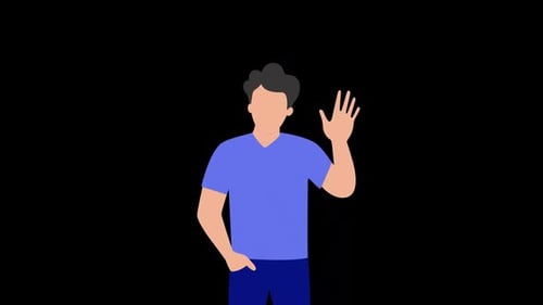 Flat Design Animated Man Waving Hand