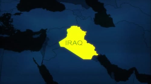 Iraq Map Highlighted On Satellite Hud Map Style 02