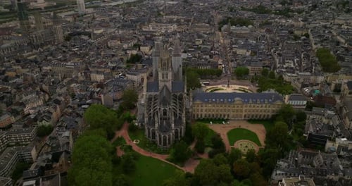 Aerial View of Rouen Cathedral in Normandy France