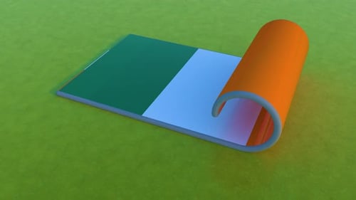 3D Irish Flag Unrolling Animation Reveal