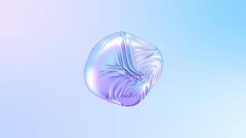 Biomorphic shape iridescent foil texture becomes David's head sculpture abstract form to David bust