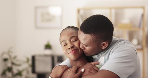 Affectionate Couple Embracing Lovingly Indoors