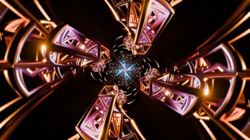 Abstract 3D Tunnel of Geometric Forms Endlessly Looping for VJ