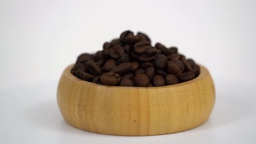 Coffee Beans in a Wooden Bowl