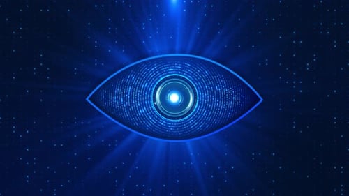 Tech Eye Cyberspace Future Digital Technology Hologram Concept. eye future technology Biometric