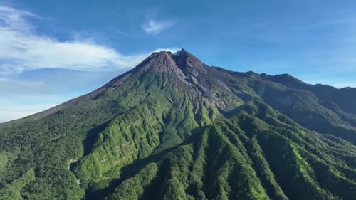 Aerial View of Volcano in a Sunny Morning