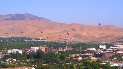 Reno, NV / USA - July 24 2017: Hot Air Balloon Over