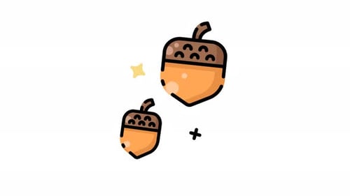 Clean Minimalist Acorns Bouncing and Sparkles Animation