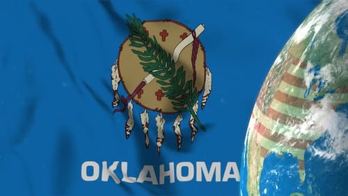 Oklahoma Flag With Earth Globe