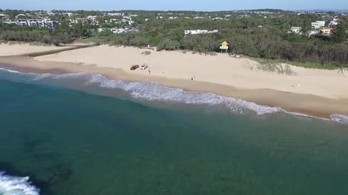 Sunshine Beach Waves and Blue Ocean Drone Visual