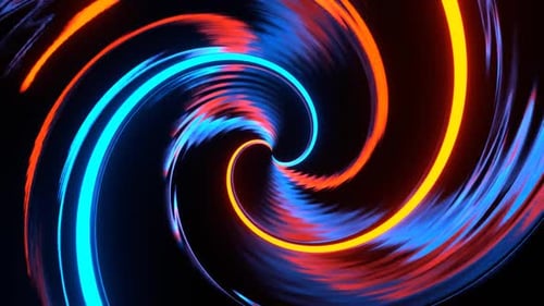 Orange And Blue Sci Fi Neon Magnet Spiral Background Vj Loop In HD
