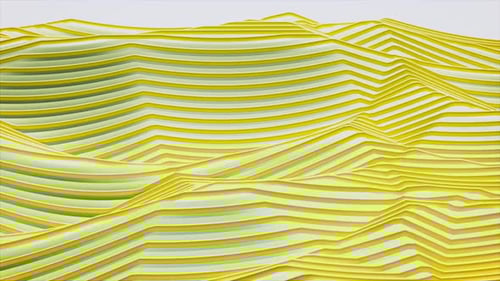 3D lines creating seamless loop of yellow and white wave patterns in continuous motion