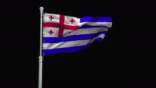 Waving Ajara Flag on a Pole Animation