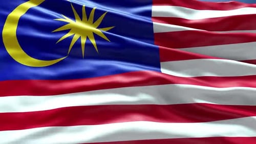 Waving Malaysian Flag Realistic Fabric Loop