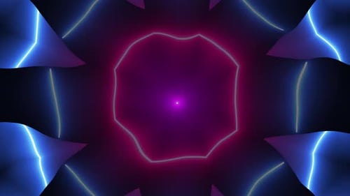 Abstract Neon Glowing Geometric Shapes Loop Background