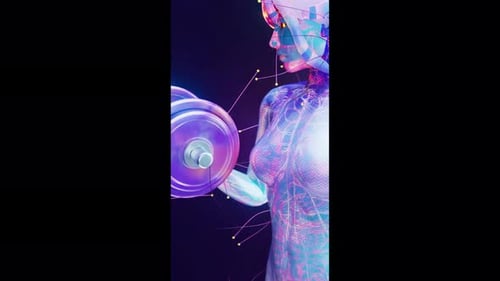 Conceptual vertical animation of a woman working out