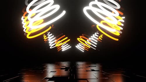 Road Of Orange And White Neon Spiral Lamps Background Vj Loop In 4K