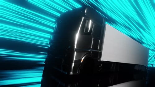 3D Animation Loop of Modern Truck Riding Fast