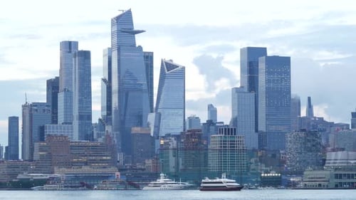 New York City Waterfront Skyline Manhattan Midtown Cityscape Hudson Yards Skyscrapers New Jersey