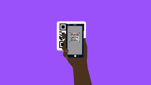 Animated Mobile Phone Scanning QR Code with Checkmark