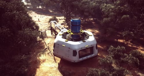 Futuristic Research Outpost in Arid Nature Scene