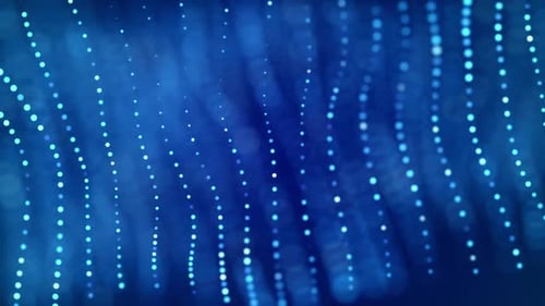 Shiny White Lights In Rows Waving Bokeh Blue Background