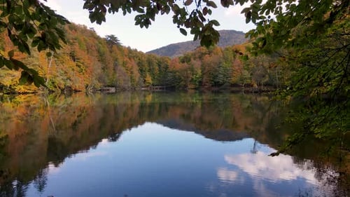 Reflection Of Autumn Colors In The Lake