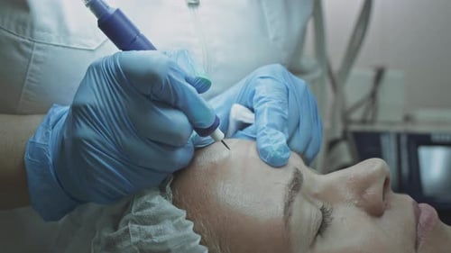 Woman Receives Cosmetic Skin Treatment at Clinic