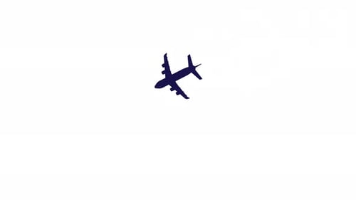 Flat Design Airplane Flying Across Frame Animation