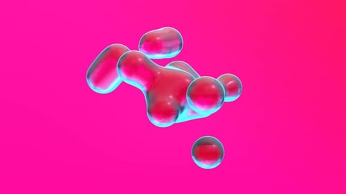 Glossy Fluid Metaballs Morphing Animation on Pink