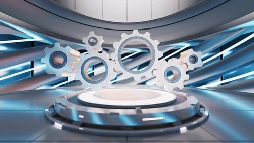 Mechanical gears with futuristic background