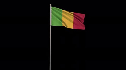 Realistic Mali Flag Waving on Transparent Background