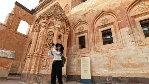 Tourist Woman In Ishak Pasha Palace