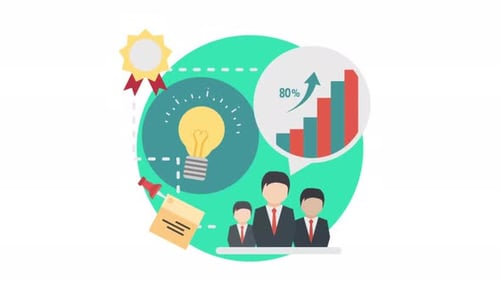 Animated Business Infographic: Ideas, Team, and Growth Statistics
