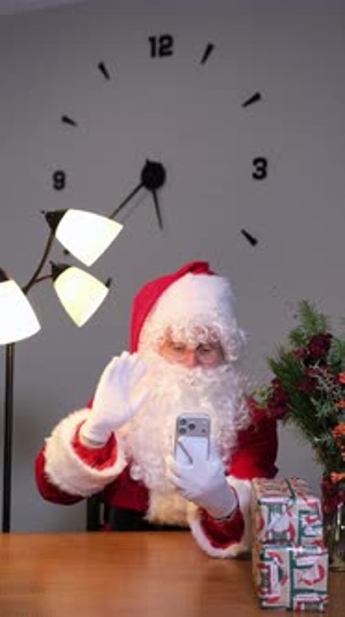 Santa Claus Waving During Christmas Video Call